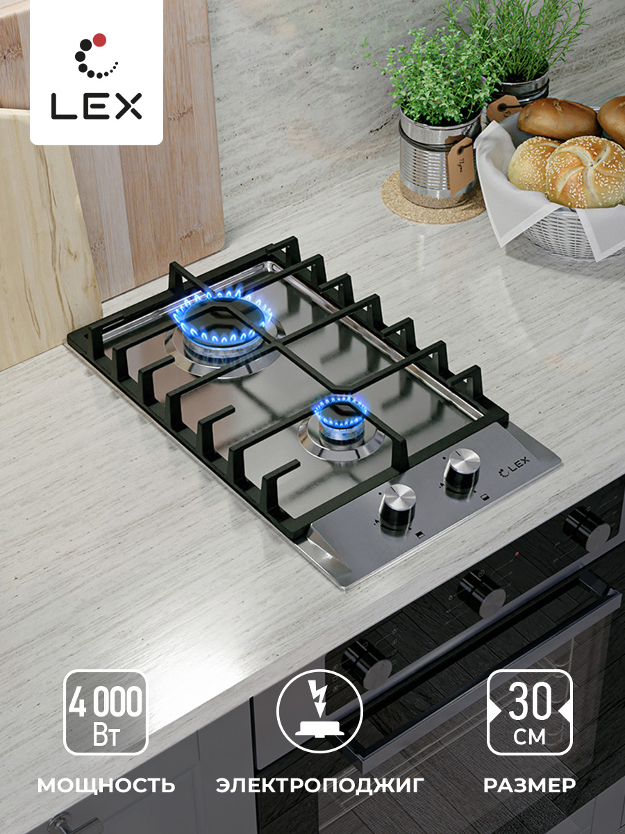 

Встраиваемая варочная панель газовая LEX GVS 321 IX серый, GVS 321 IX