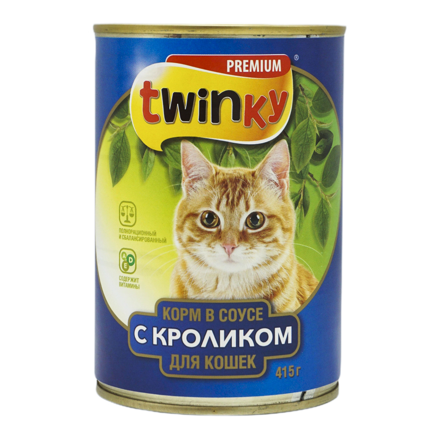 фото Влажный корм для кошек twinky, кролик, 415г