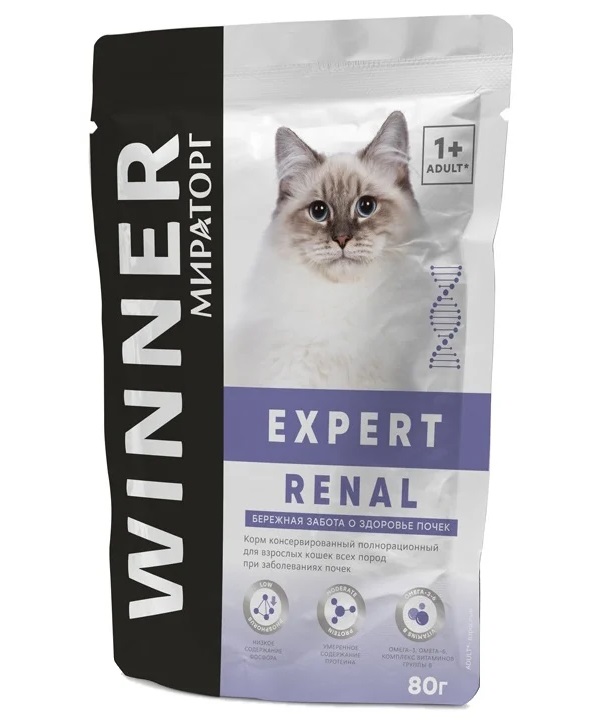 фото Влажный корм для кошек winner renal, курица, лосось, 80г