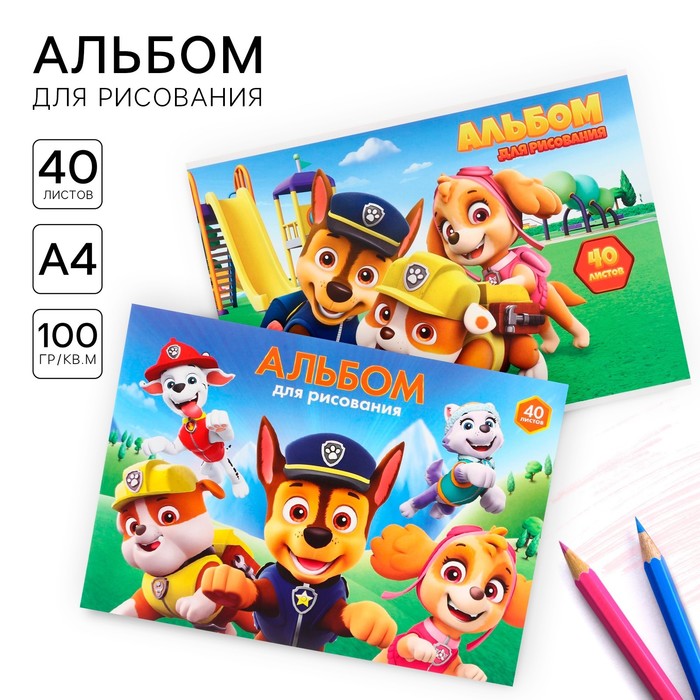 Набор альбомов для рисования Disney Paw Patrol на склейке 40 листов, 2 штуки