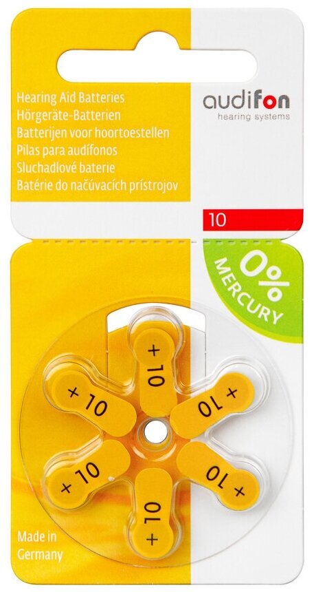 Набор батареек для слуховых аппаратов Audifon №10