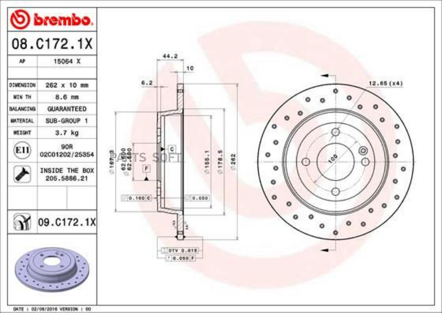 

Тормозной Диск Задний D262Mm Нyundаi (Веijing) Rеinа (Св) 09 BREMBO 08c1721x