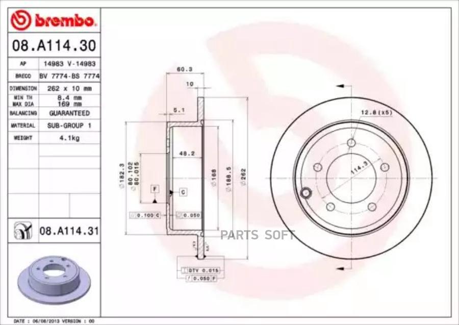

Диск Тормозной Задний 262Mm Окрашенный BREMBO 08a11431