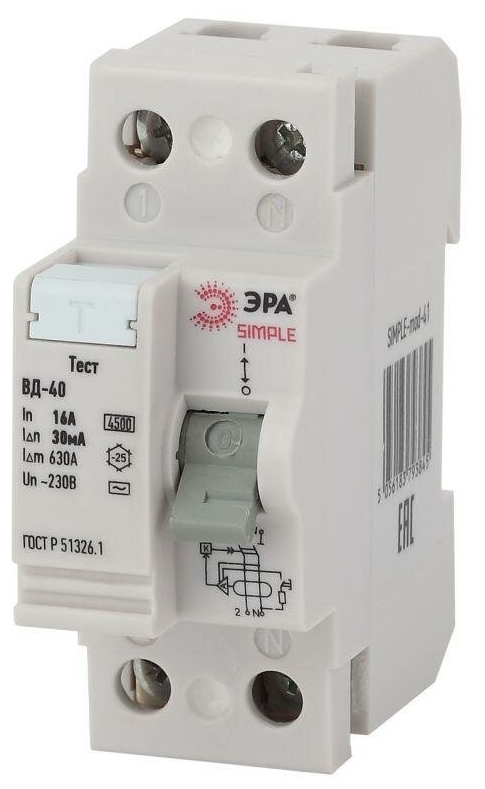 фото Эра эра simple - mod-42 2p 25a 30 ma узо вд-40 электронное