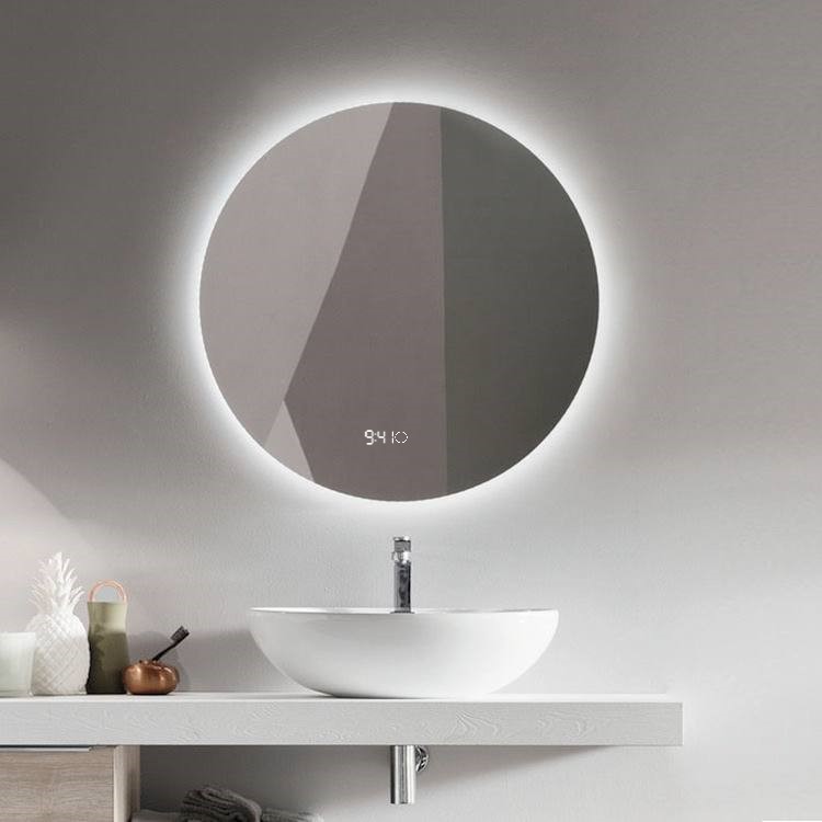 Зеркало круглое Slavio Maluchini D130 с холодной LED-подсветкой и часами зеркало круглое mn d130 для ванной с холодной led подсветкой и часами
