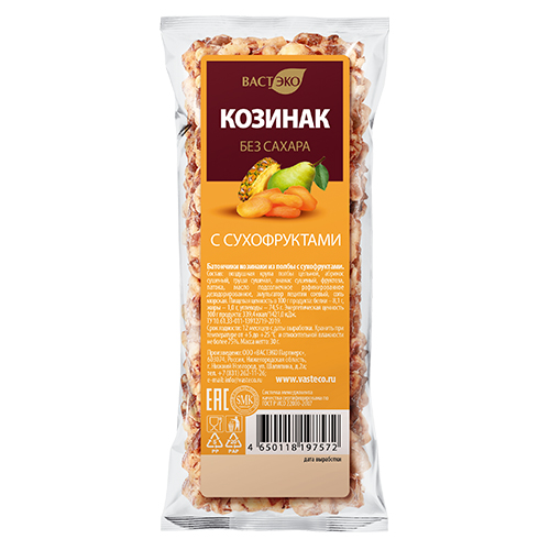 Козинаки Из Полбы С Сухофруктами  30г (10шт.)