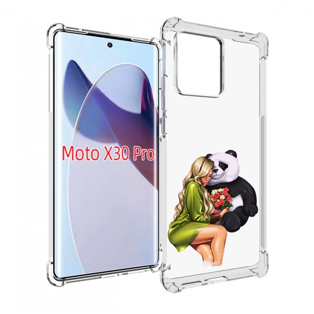 

Чехол MyPads Девушка-с-пандой-с-букетом женский для Motorola Moto X30 Pro, Прозрачный, Tocco