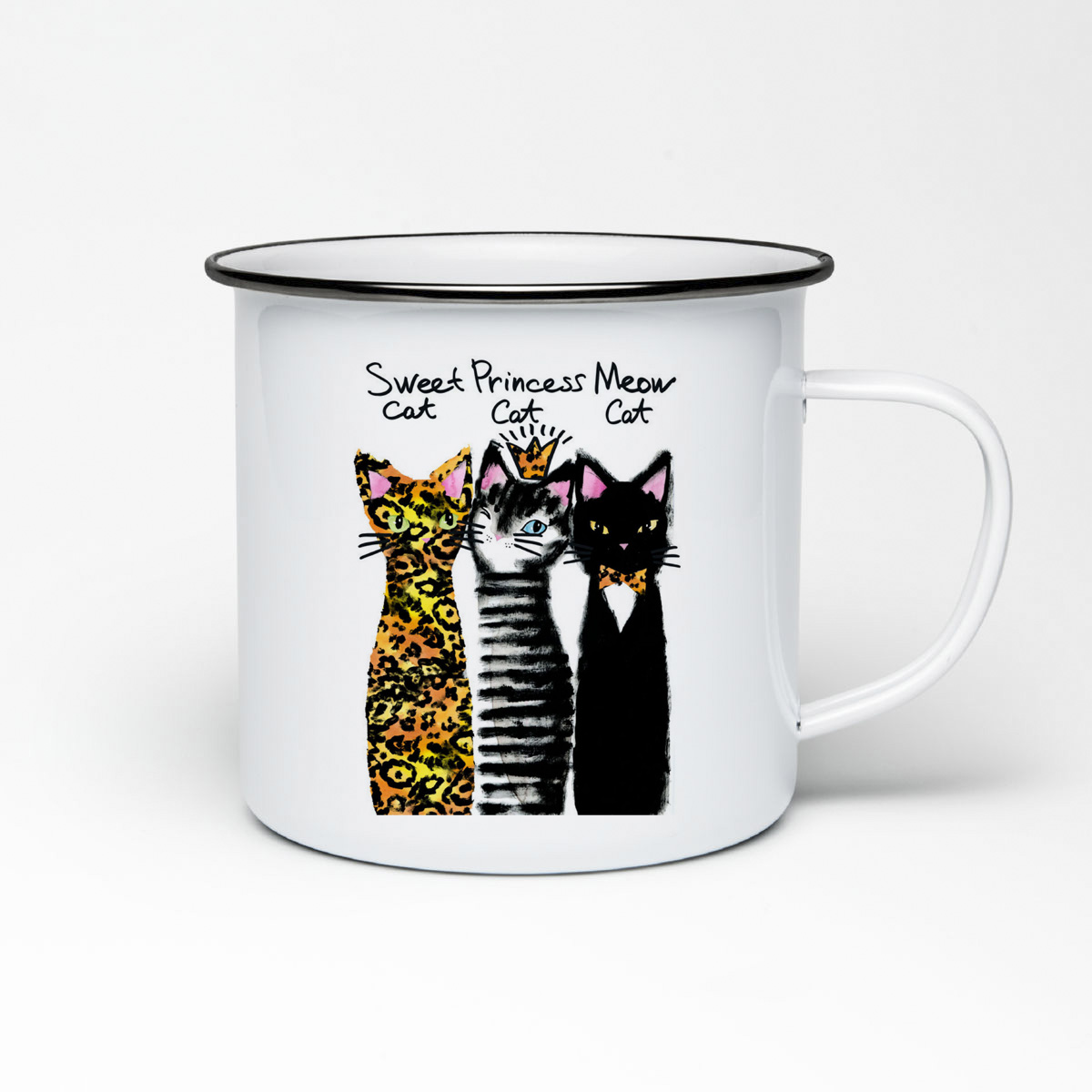 

Кружка металлическая CoolPodarok Кошки. Sweet cat.Princess cat. Meow cat