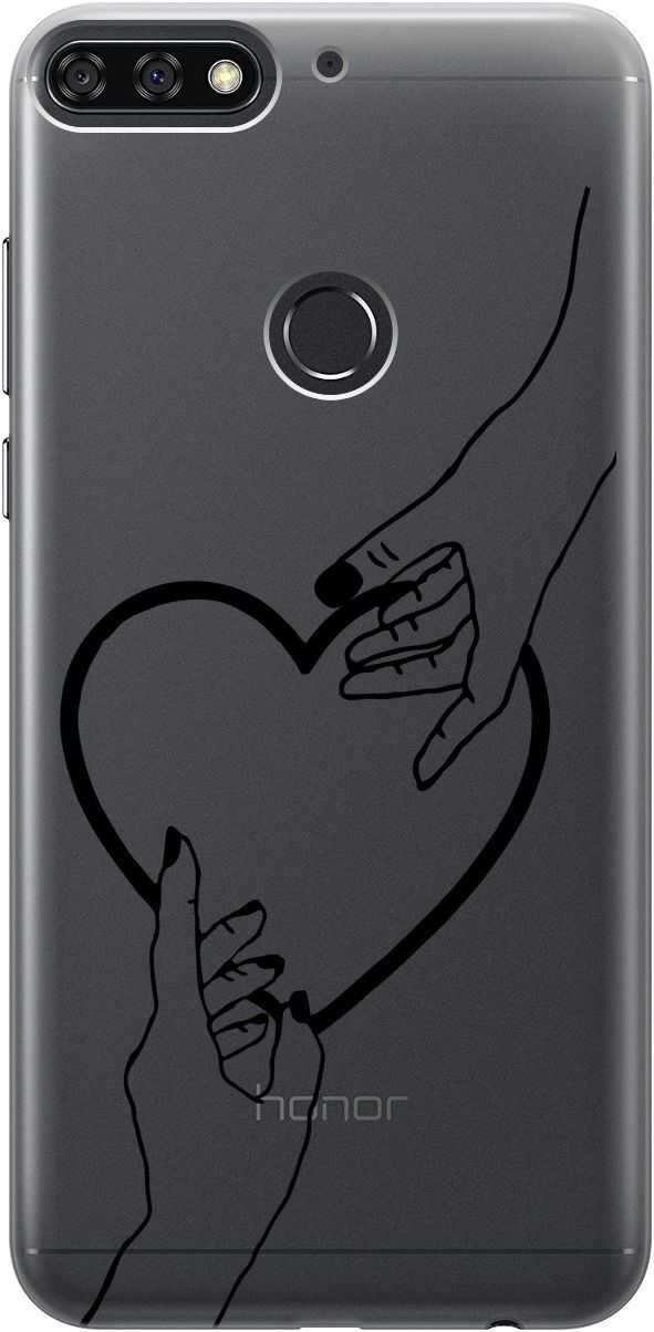 

Чехол на Honor 7C/7A Pro/Huawei Y6 Prime (2018) "Hands" прозрачный, Прозрачный;черный, 5281