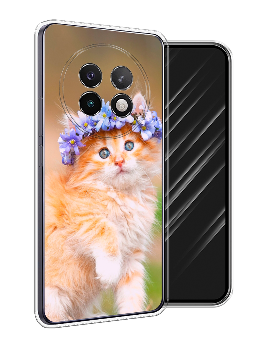 

Чехол Awog на Realme 13+ "Рыжий кот в венке", Коричневый;синий, 2518750-1