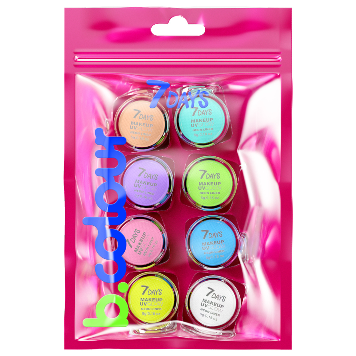 Набор графических лайнеров для макияжа 7Days B.Colour UVglow Neon Pastel №12, 8 шт 7days подарочный набор для женщин косметичка b colour
