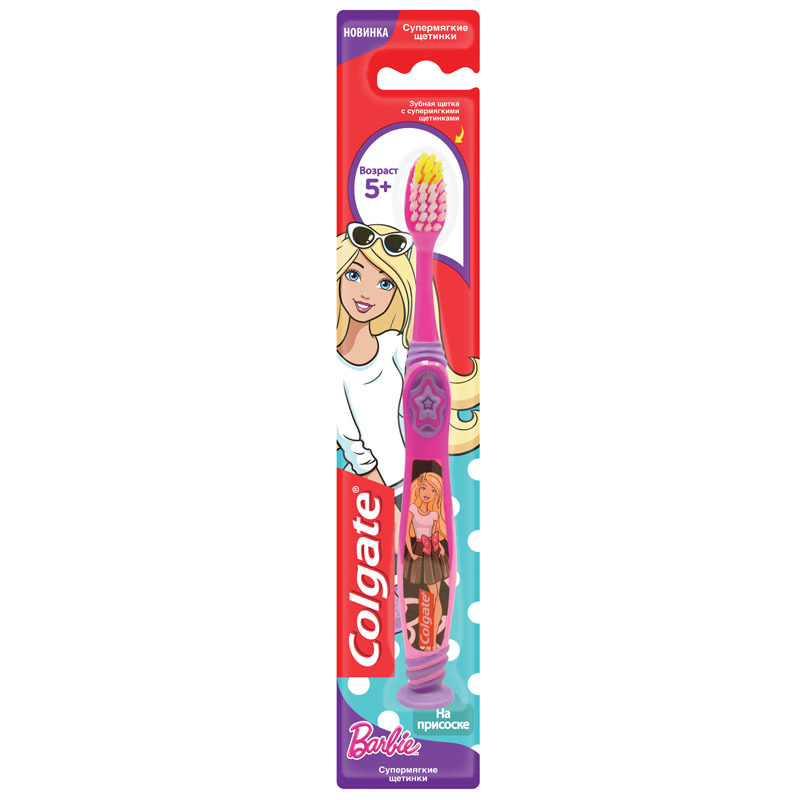 

Зубная щетка Colgate Smiles Barbie на присоске 5+ мягкая