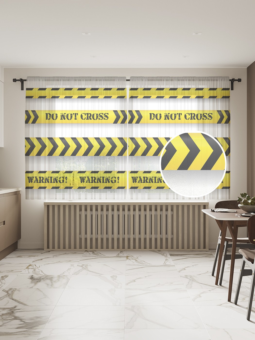 

Фототюль JoyArty "Внимание проход закрыт" 145x180см, 2 полотна, лента, 50 крючков, Внимание проход закрыт