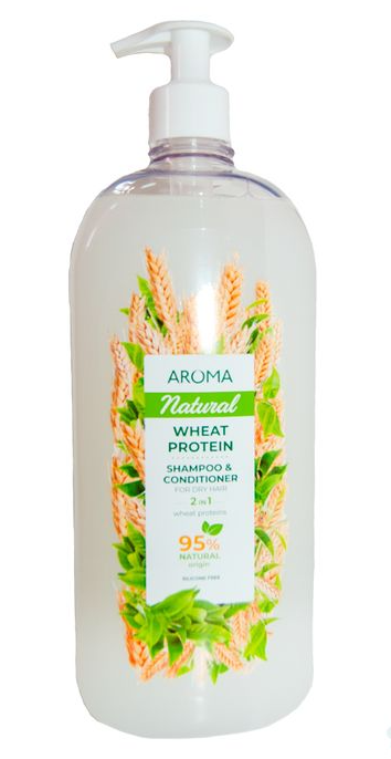 фото Шампунь-бальзам aroma natural 2 в 1 пшеничный протеин для сухих волос 900 мл