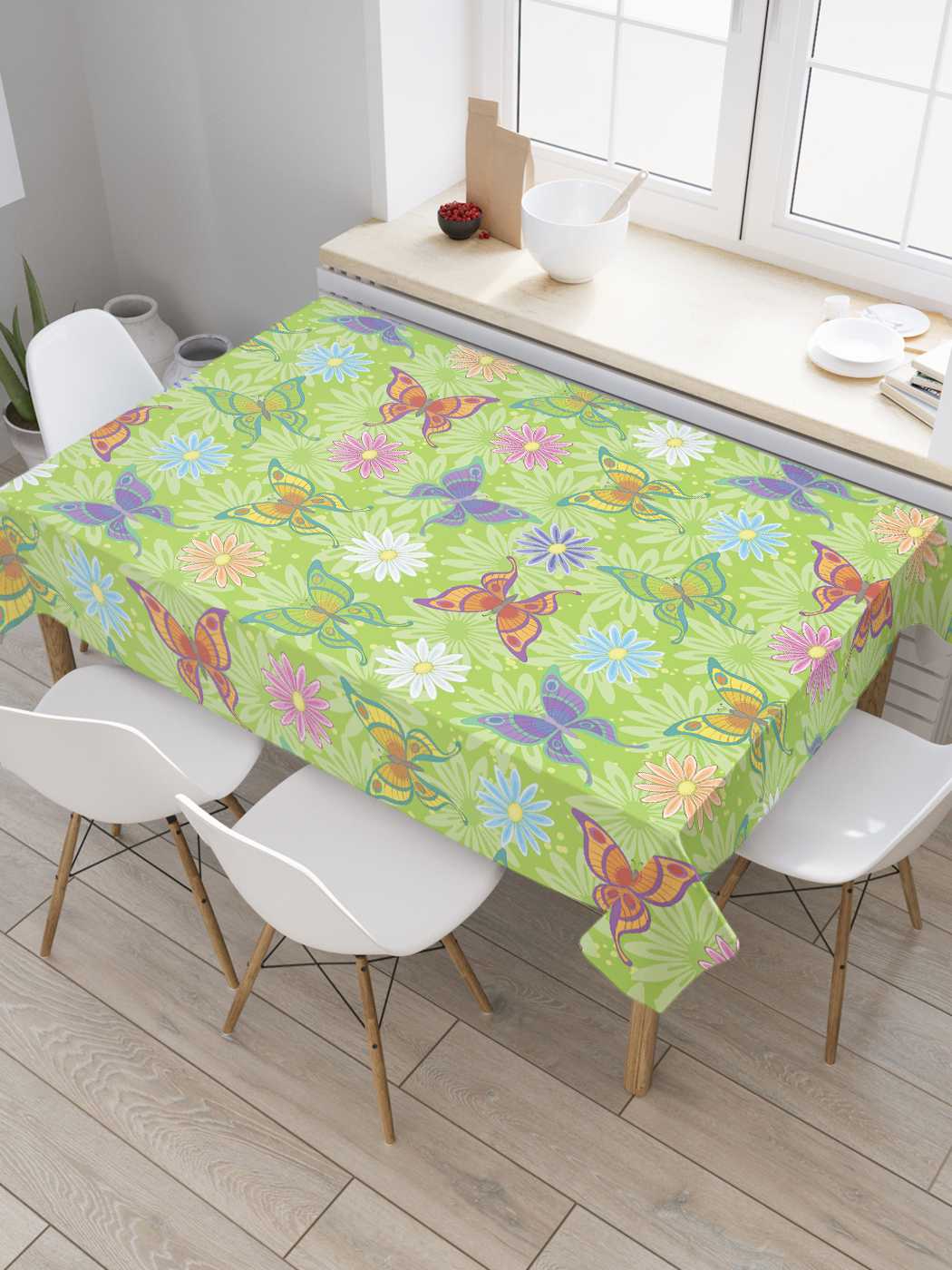 

Скатерть прямоугольная JoyArty "Долина бабочек" из сатена, 180x145 см, Желтый, Долина бабочек