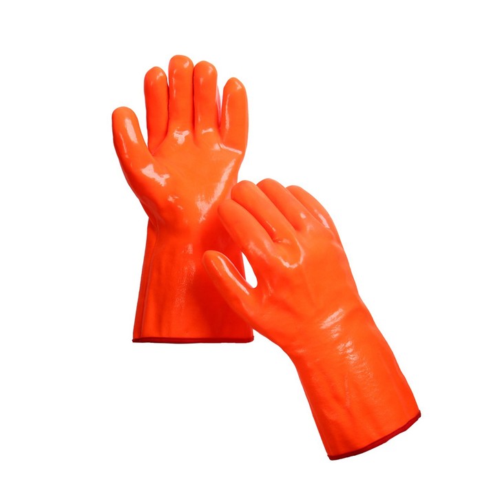 Перчатки, х/б, размер 9, с нитриловым обливом, оранжевые (5 шт)