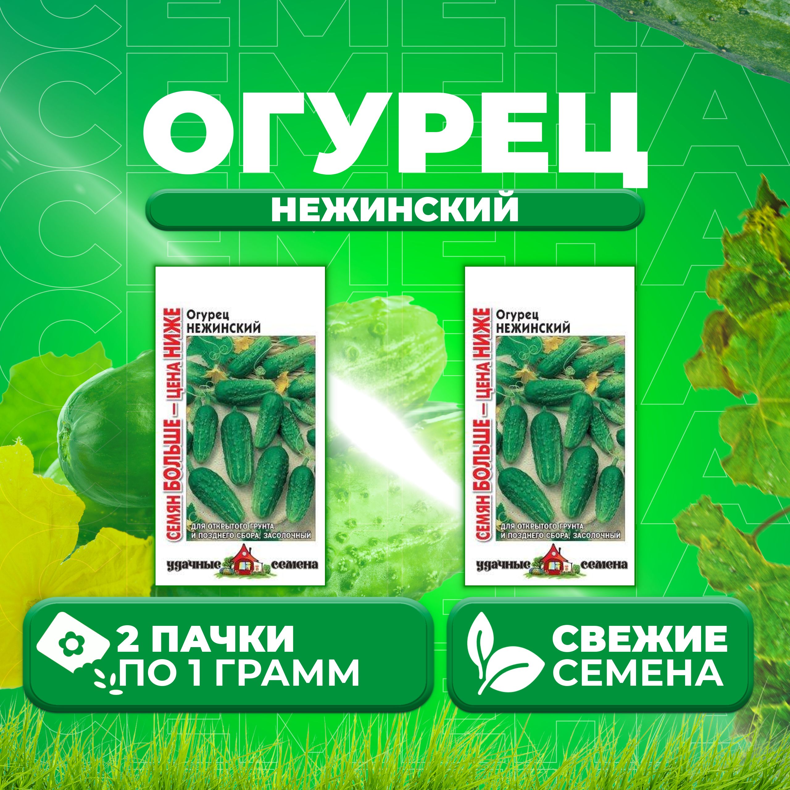 

Семена огурец Нежинский Удачные семена 10004307-2 2 уп., 10004307