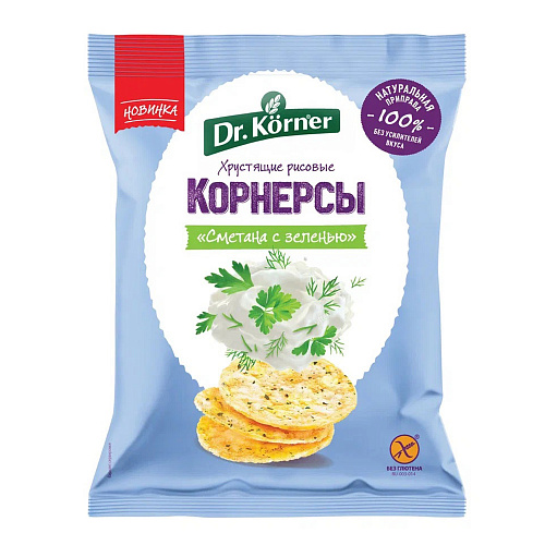

Корнерсы Рисовые Dr. Korner "сметана И Зелень" 40 Г
