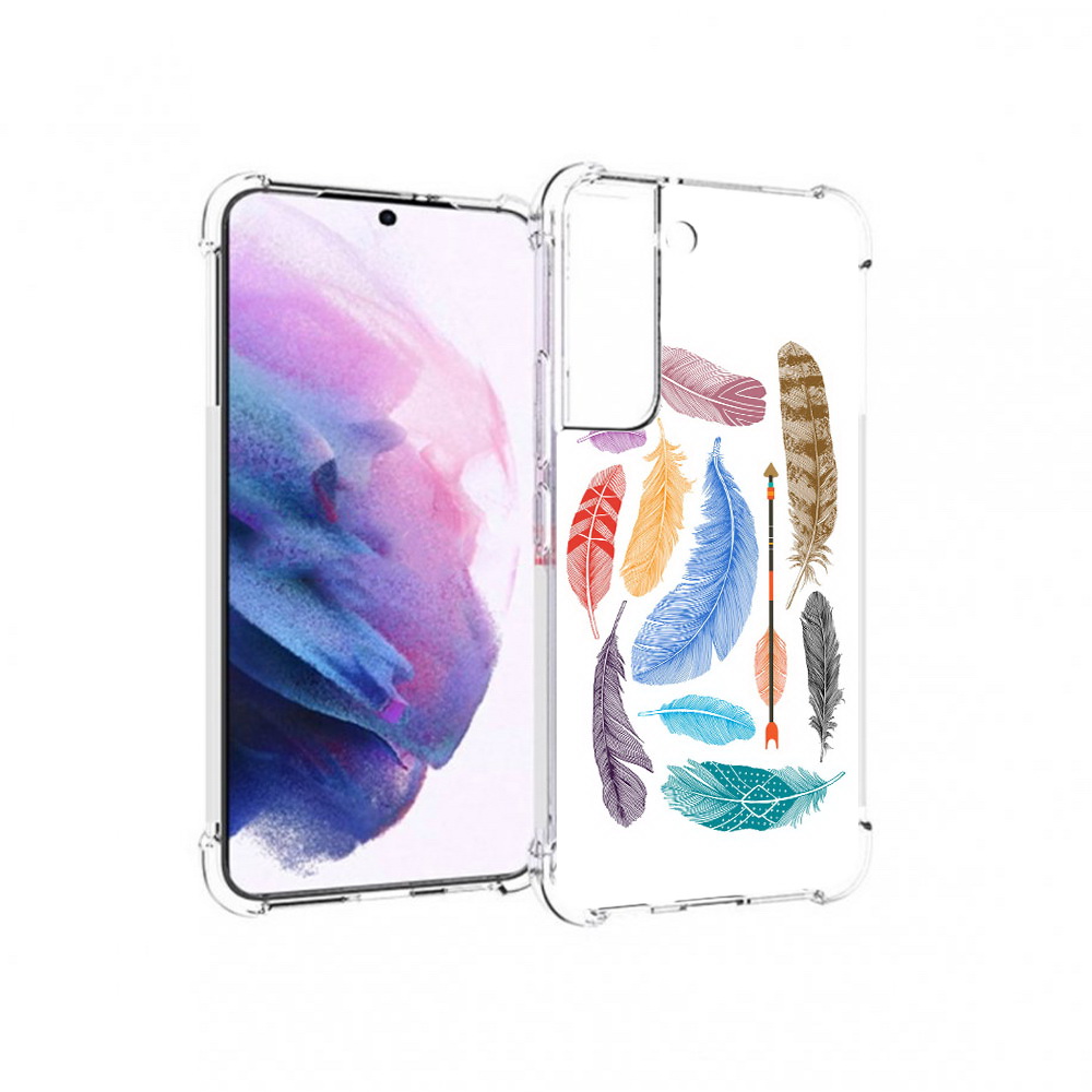 

Чехол MyPads Tocco для Samsung Galaxy S22 разноцветные перья (PT194926.508.572), Прозрачный, Tocco