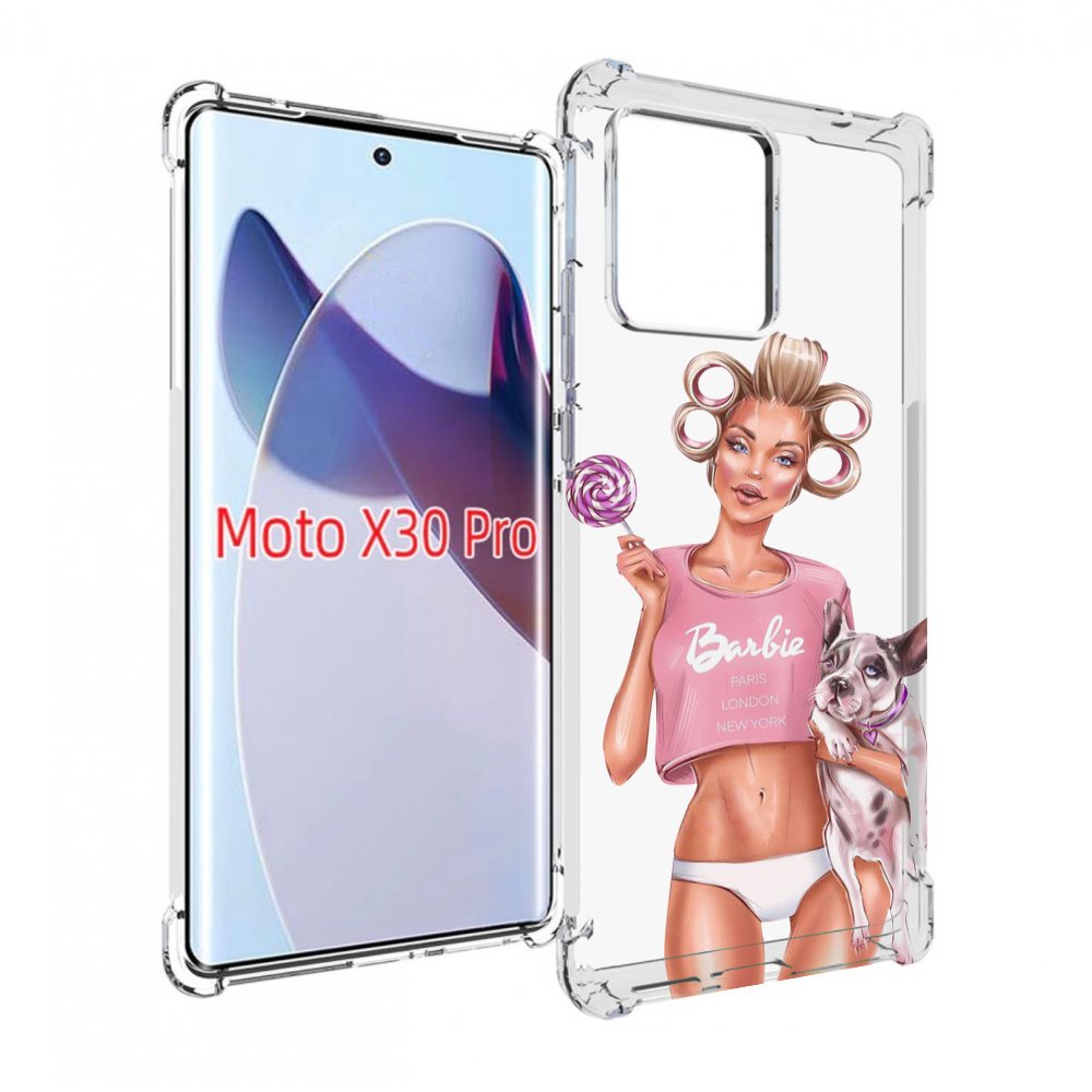

Чехол MyPads Барби-с-собачкой женский для Motorola Moto X30 Pro, Прозрачный, Tocco