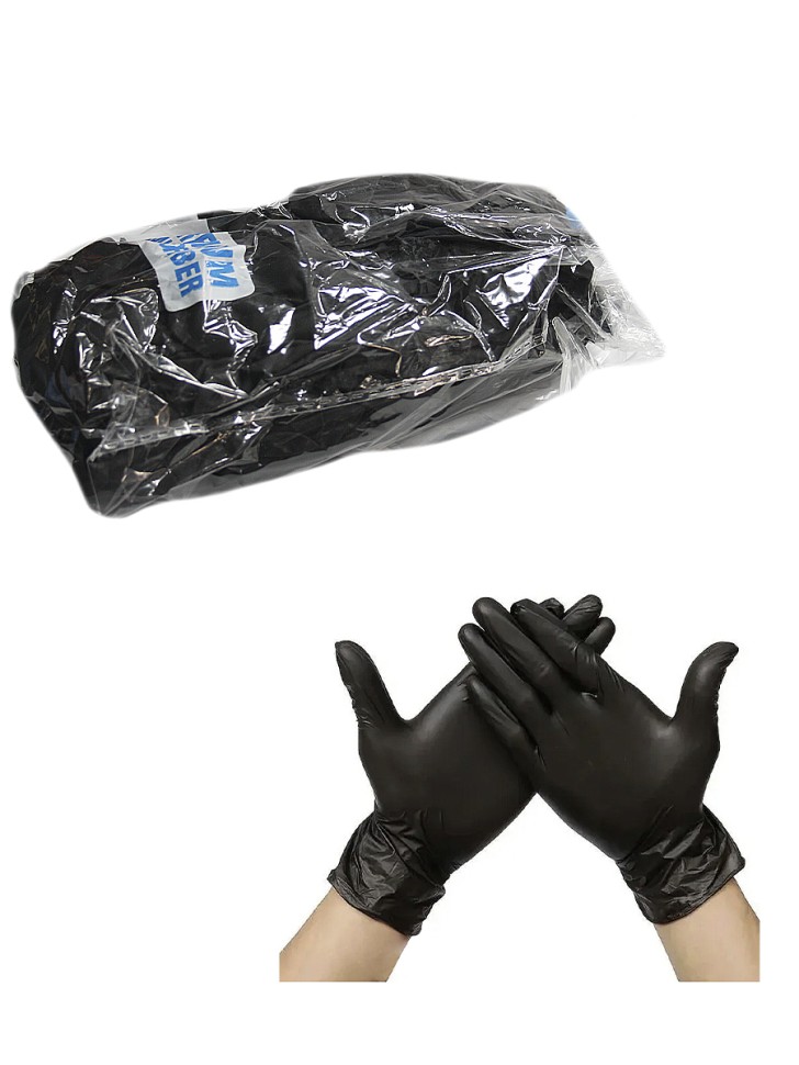 Перчатки нитриловые Dry Monster не стерильные универсальные размер L, черный, 20 пар