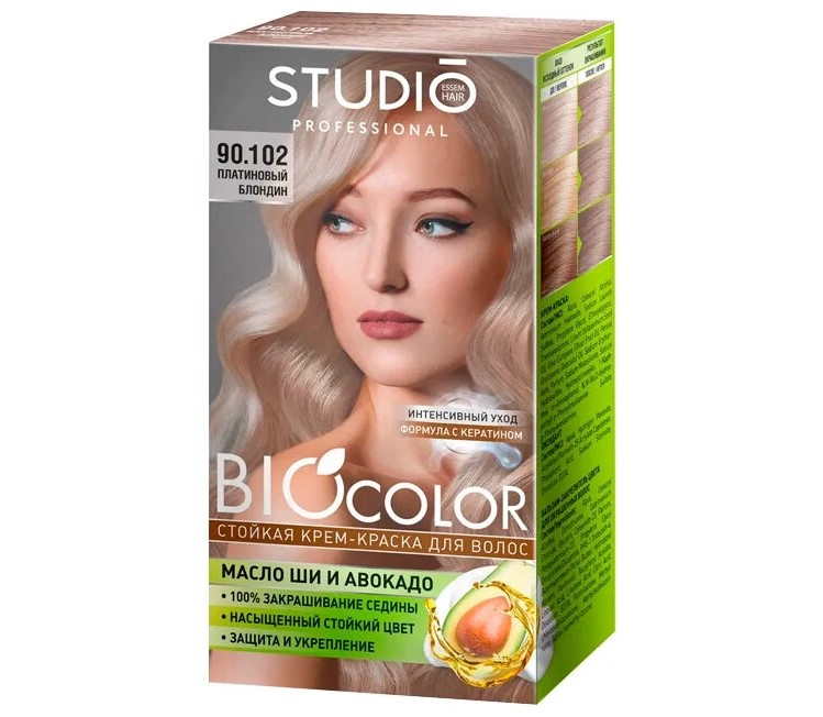 Крем-краска для волос СТУДИО BIOCOLOR 90,102 Платиновый блондин 2 упаковки