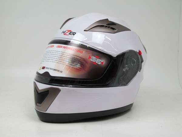 Шлем мото HIZER 529 #2 white, размер L