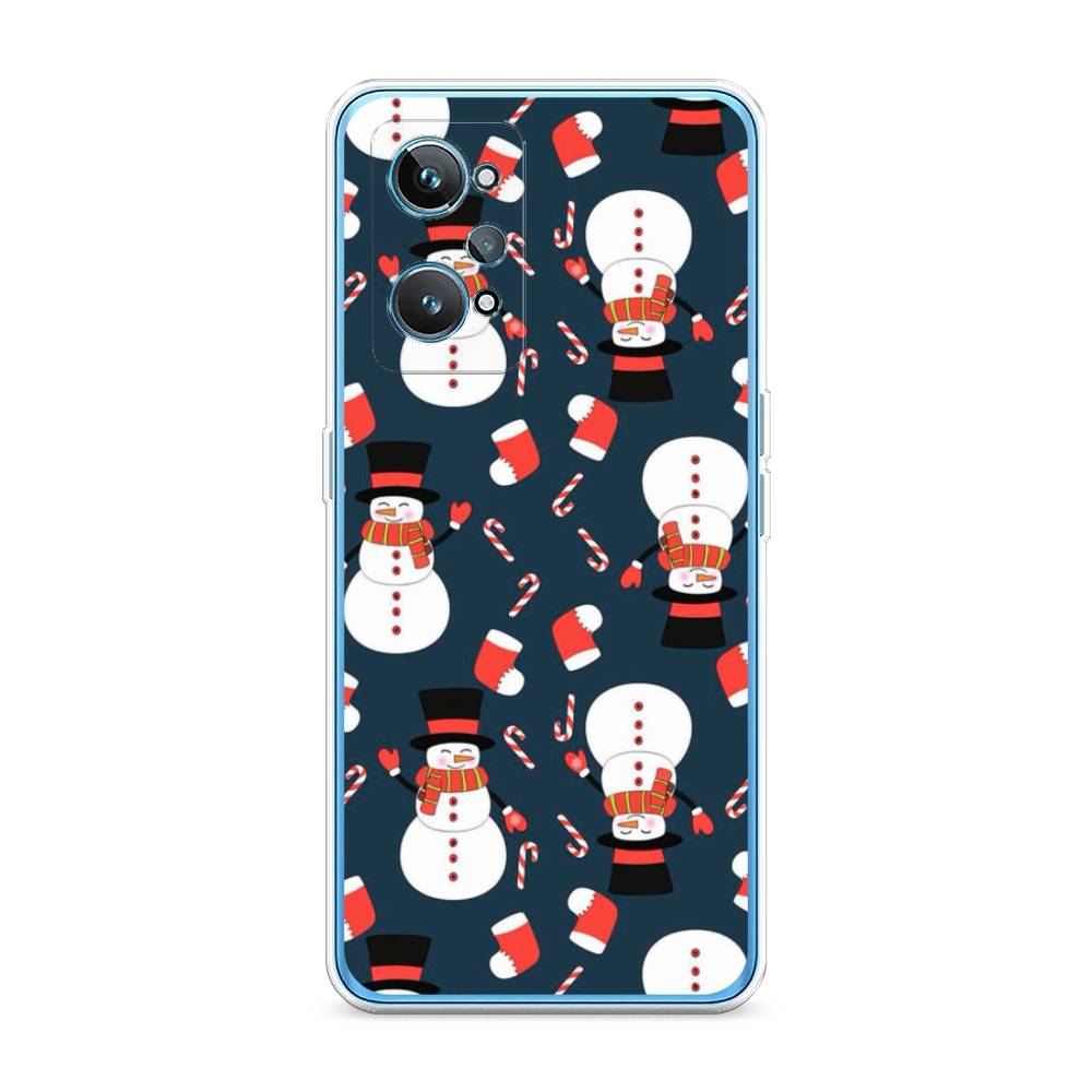 

Чехол на Realme GT 2 "Синие снеговики", Синий;белый;красный, 258550-5