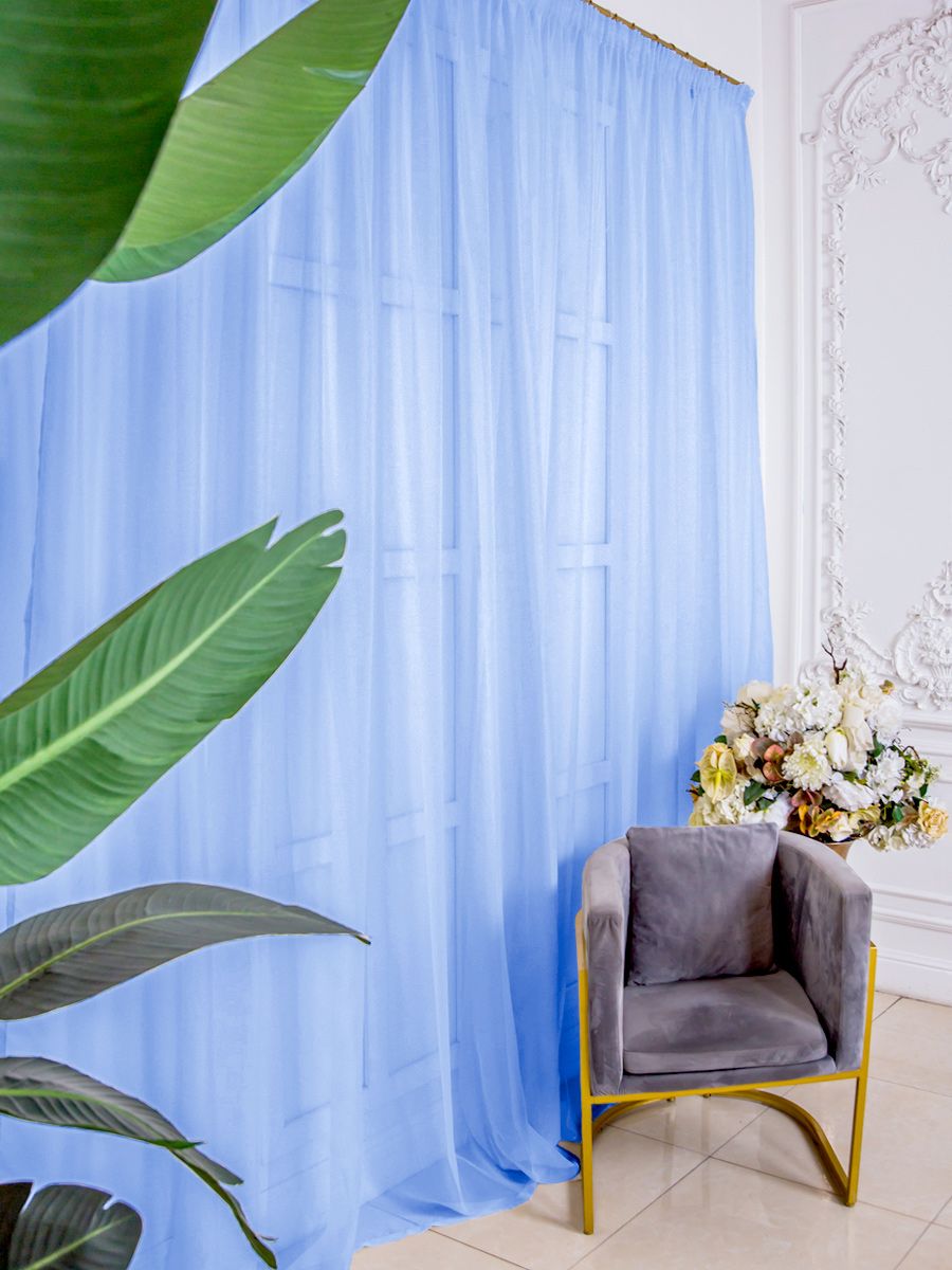 

Тюль Nikki Home Collection Вуаль высота 250 см х ширина 700 см синий, Тюль синий