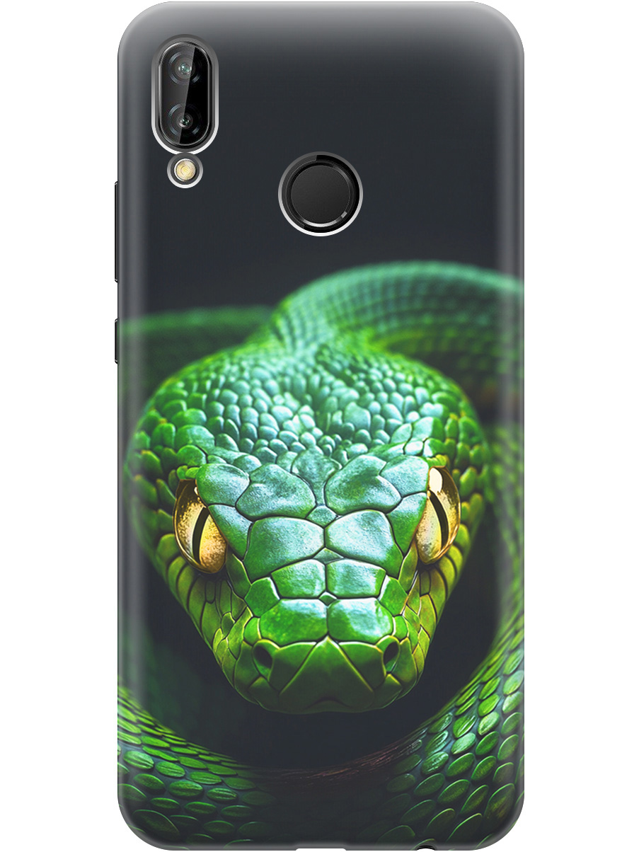 

Силиконовый чехол на Huawei P20 Lite / Nova 3e с принтом "Зеленая змея", Прозрачный;черный;серебристый;зеленый, 717614213