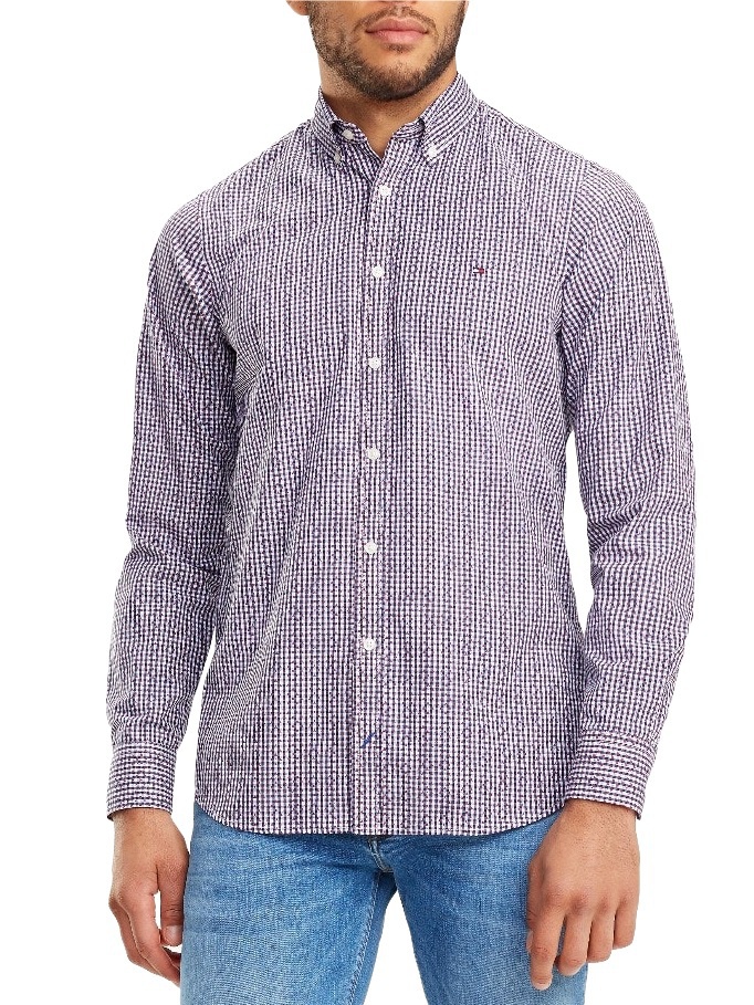

Рубашка Tommy Hilfiger в красную точку MW0MW08963, бело-синий, AVR2317