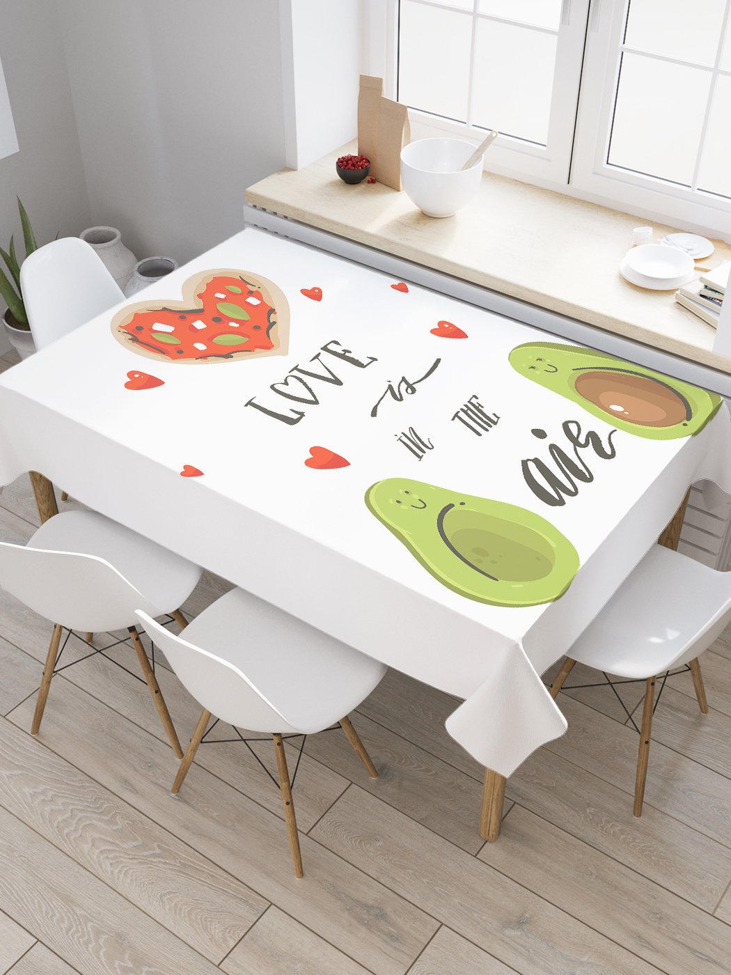 

Скатерть прямоугольная JoyArty "Воздушная любовь" из оксфорда, 120x145 см, Белый, Воздушная любовь