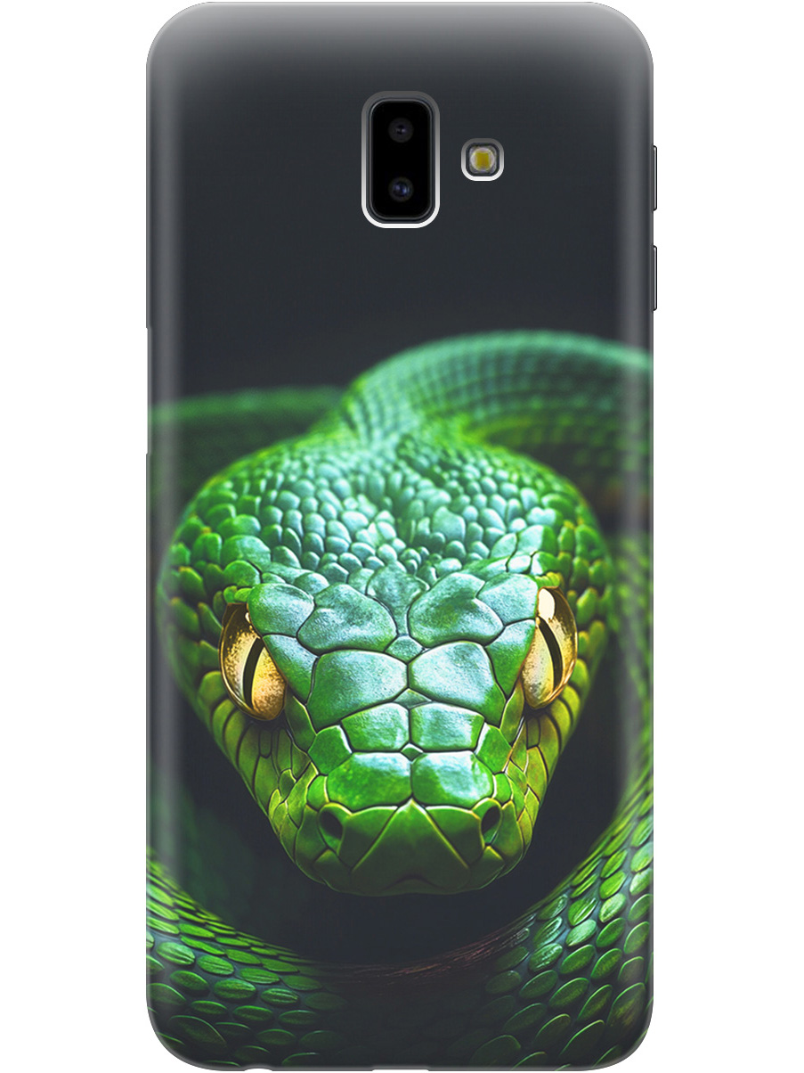 

Силиконовый чехол на Samsung Galaxy J6+ (2018) с принтом "Зеленая змея", Прозрачный;черный;серебристый;зеленый, 719355813