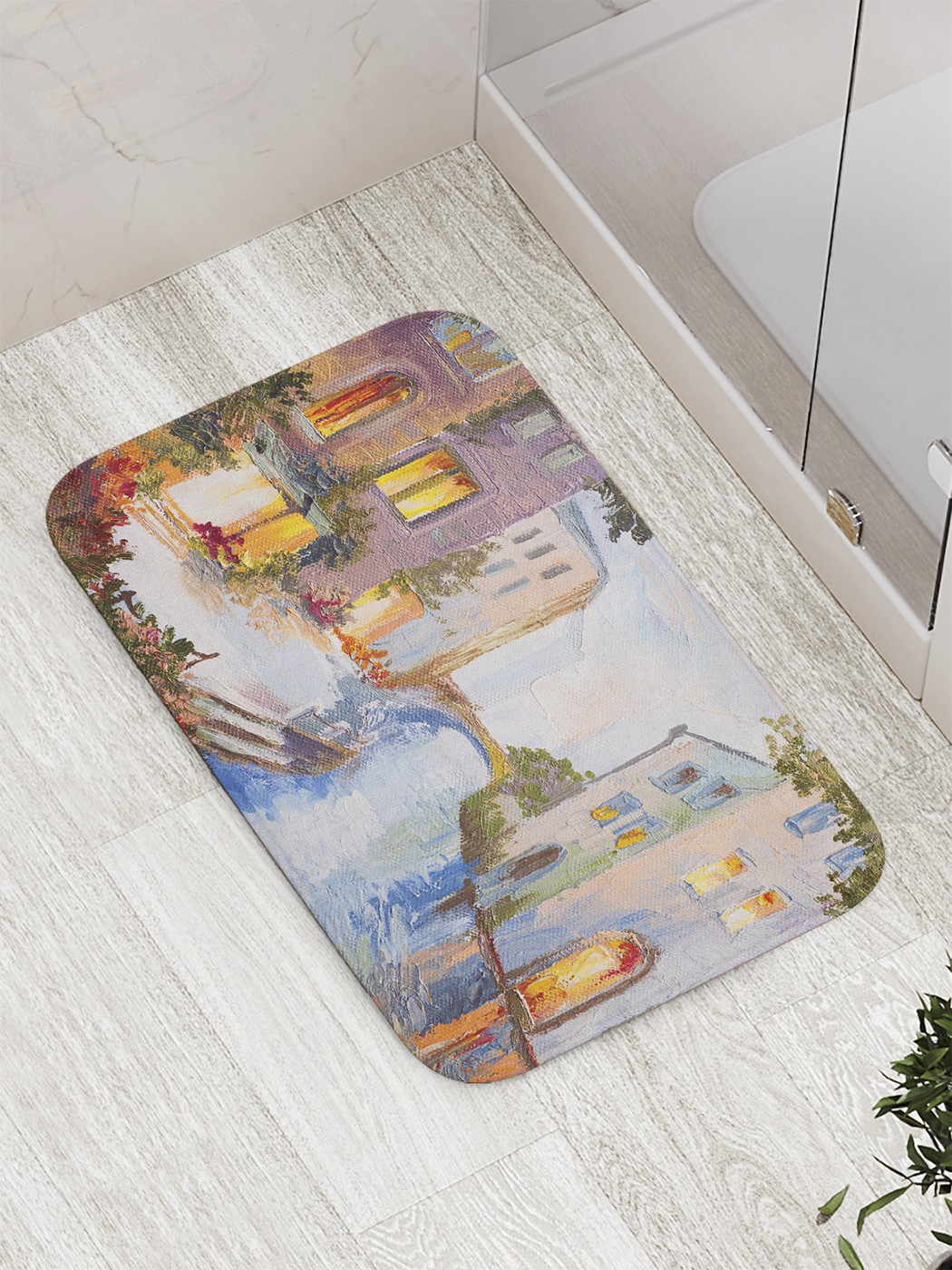 фото Коврик противоскользящий joyarty "венецианский дворик" для ванной 77х52 см