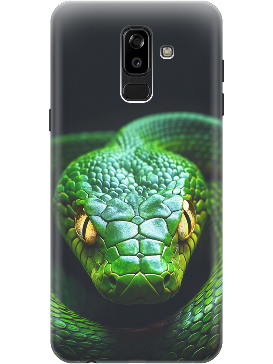 

Силиконовый чехол на Samsung Galaxy J8 с принтом "Зеленая змея", Прозрачный;черный;серебристый;зеленый, 718586813