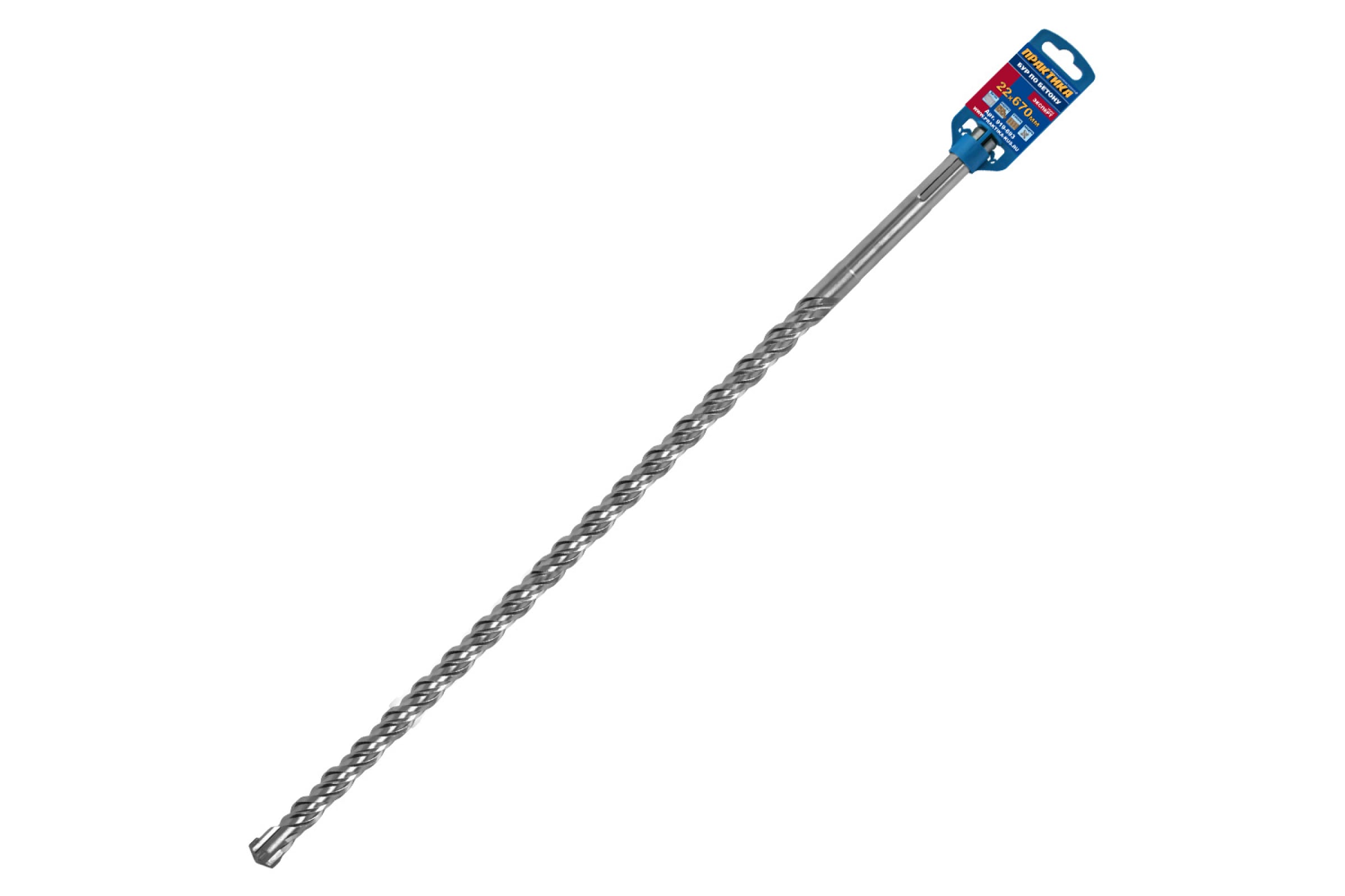 

Бур SDS-MAX ПРАКТИКА 22 х 530/670мм, КВАДРО, серия Эксперт, по бетону, 919-693
