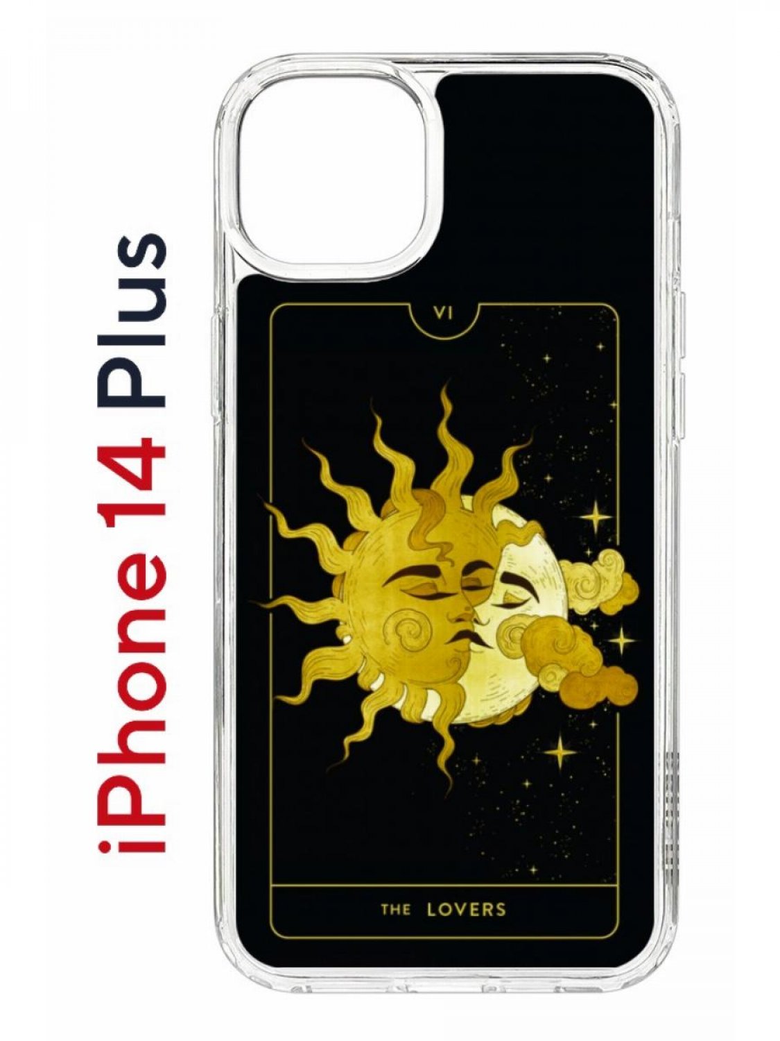 Чехол на iPhone 14 Plus с принтом Kruche Print Tarot Lovers, бампер с защитой камеры