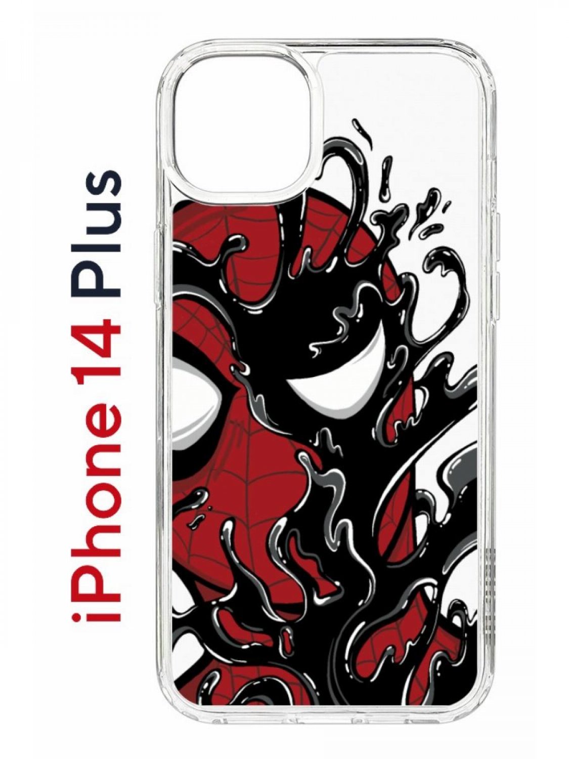 

Чехол на iPhone 14 Plus с принтом Kruche Print Spider-Man-Venom, бампер с защитой камеры, Прозрачный;красный;черный;серый, Айфон 14 Плюс