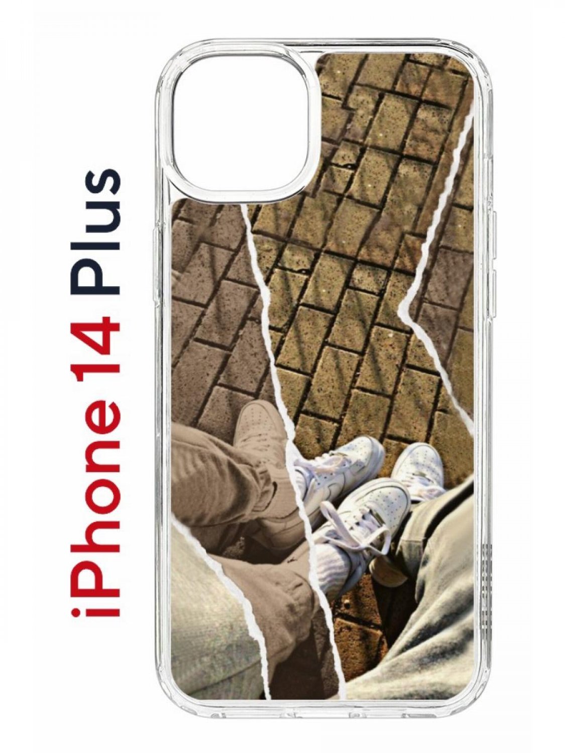 Чехол на iPhone 14 Plus с принтом Kruche Print Пара белые кроссы, бампер с защитой камеры