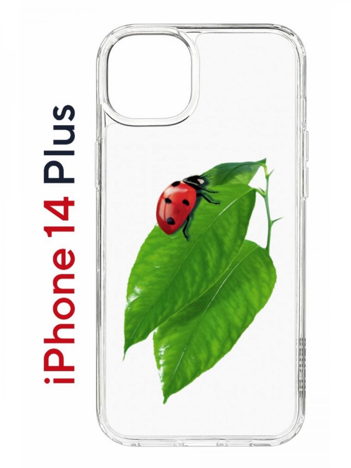 фото Чехол на iphone 14 plus с принтом kruche print ladybug, бампер с защитой камеры кruче