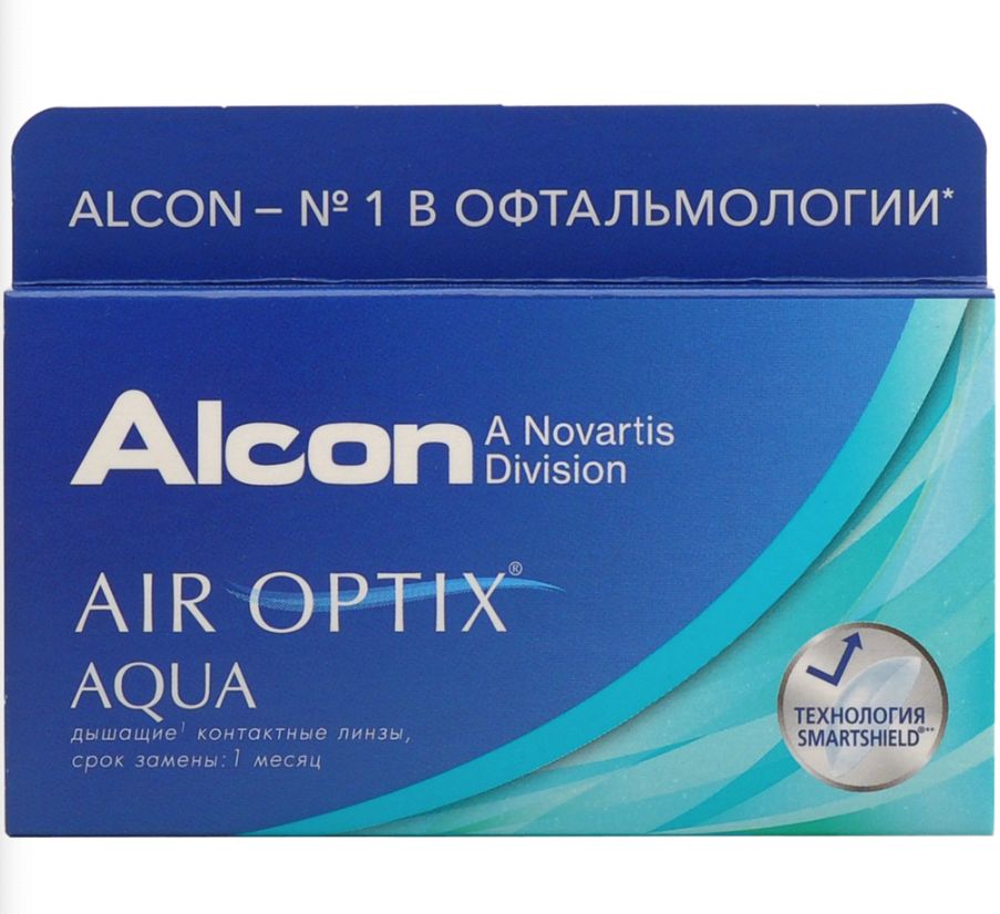 фото Air optix aqua (3 линзы) + one step 360 мл.(8.6, -1.25)