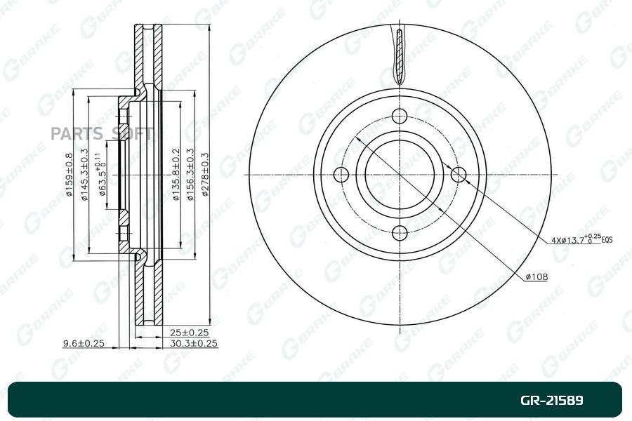 G-BRAKE Диск тормозной G-brake GR-21589