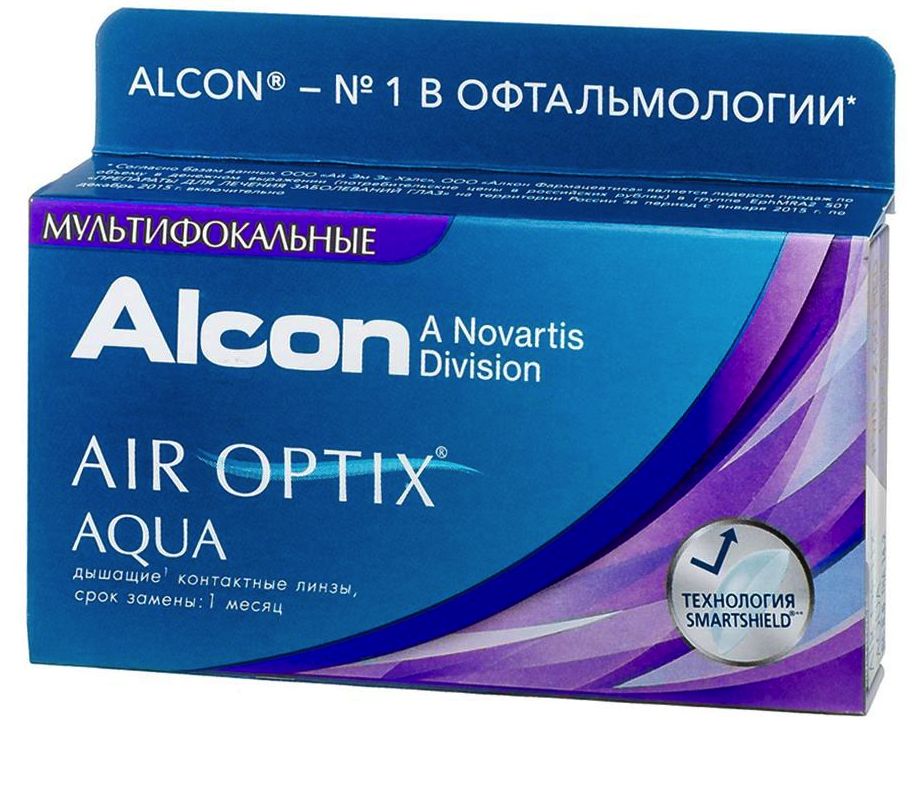 Купить Контактные линзы AirOptix HydraGlyde for Multifocal 3 шт. PWR -3, 25, R 8.6, Аддидация=H, Air Optix, гидрогель