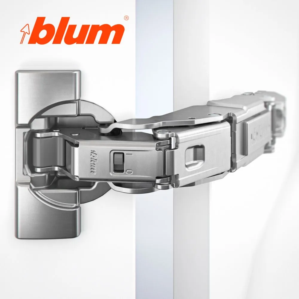 

Петля BLUM с углом открывания 155, 71В7550 , накладная, с доводчиком, планкой 173L6100, Серебристый, 71В7550