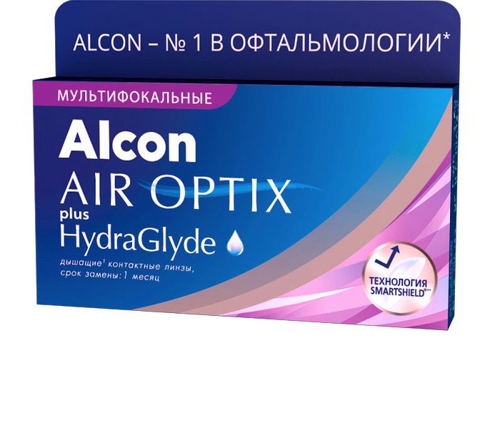 Купить Контактные линзы AirOptix HydraGlyde for Multifocal 3 шт. PWR -1, 00, R 8.6, Аддидация=H, Air Optix