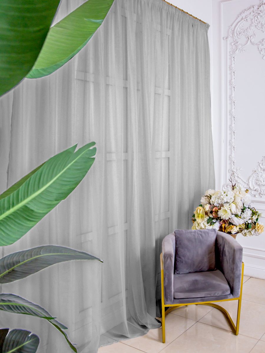 

Тюль Nikki Home Collection Вуаль высота 240 см х ширина 300 см серый, Тюль серый