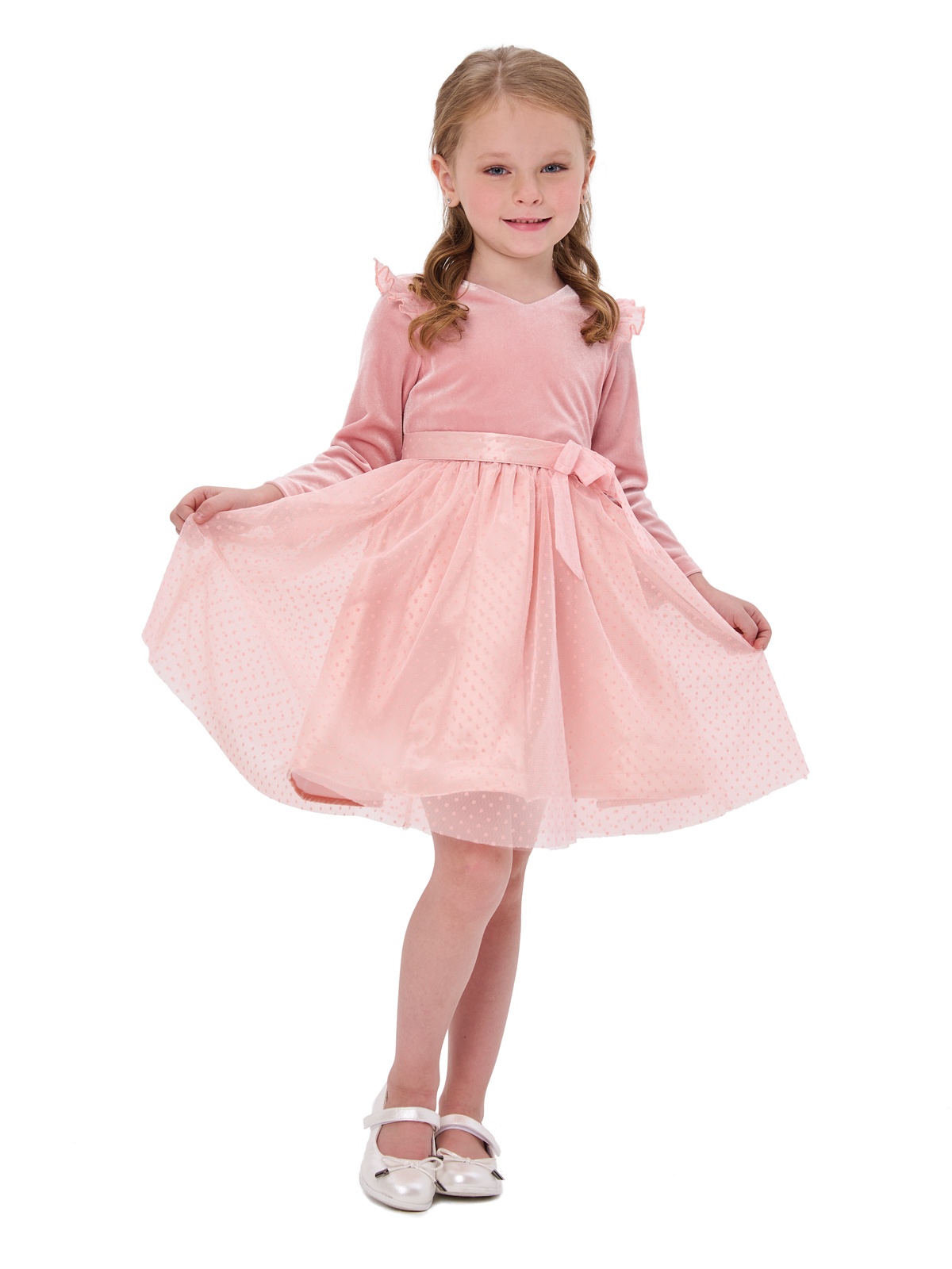 фото Платье детское для девочек карамелли о85106 розовое размер 104