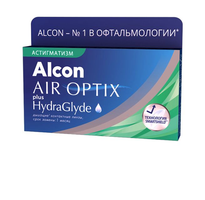 фото Контактные линзы airoptix hydraglyde for astigmatism 3 шт. pwr -5,50, cyl -2,25, axis 010 air optix