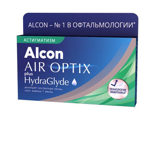 фото Контактные линзы airoptix hydraglyde for astigmatism 3 шт. pwr -4,50, cyl -1,75, axis 100 air optix