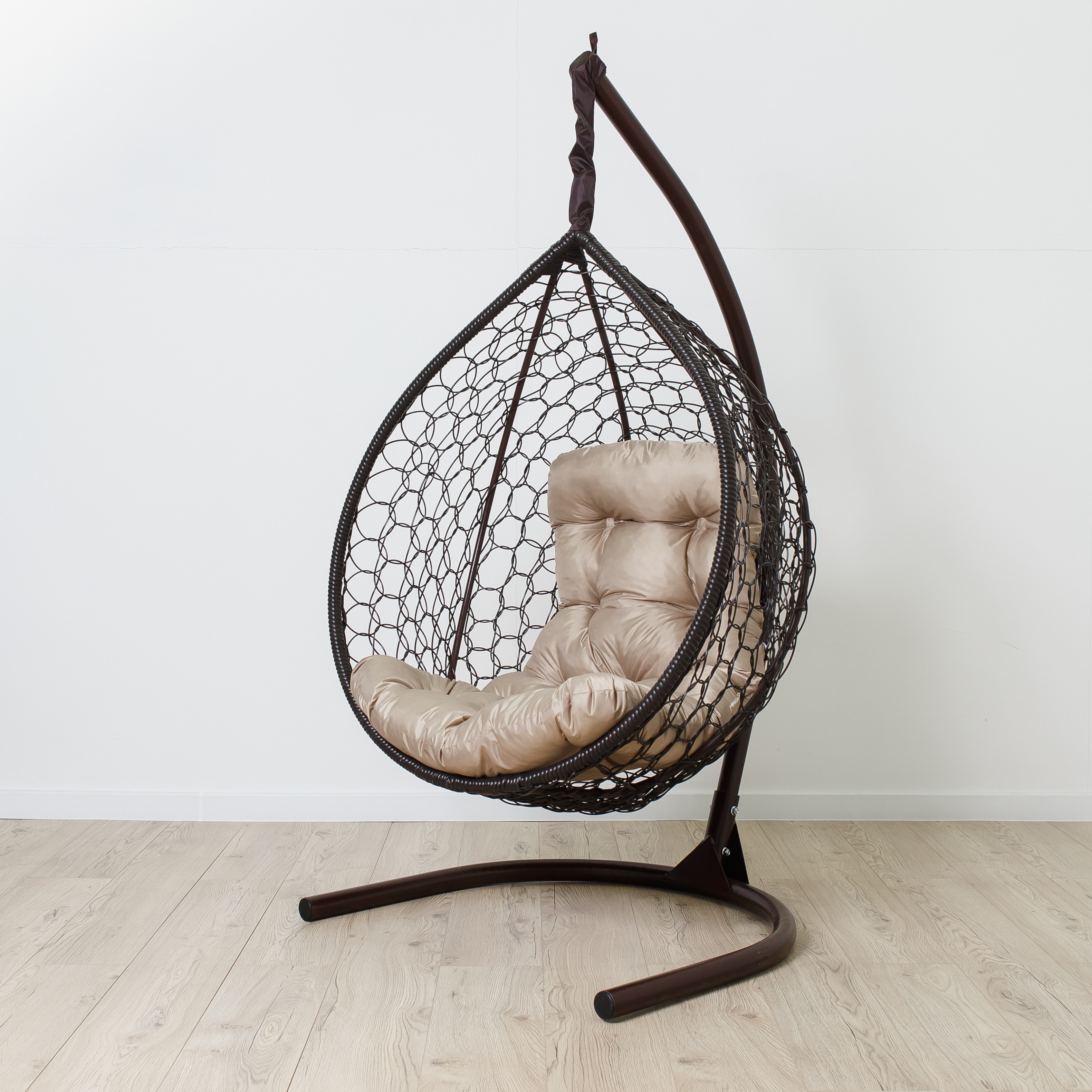 Подвесное кресло STULER Plaint Ажур Венге 140 KOMAR1PR1PO01TR Бежевая подушка